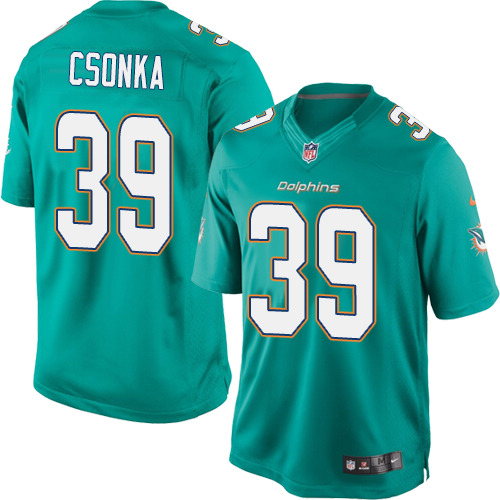 Men's Limited Larry Csonka Nike Jersey Aqua Green Home - #39 NFL Miami Dolphins